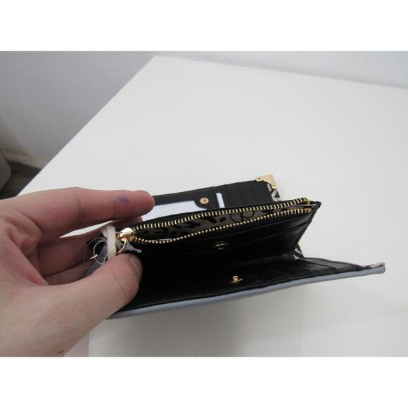 NWT Jessica Simpson Frankie SM Middle Flap Wallet Gray Gold Flint NEW - Picture 7 of 7